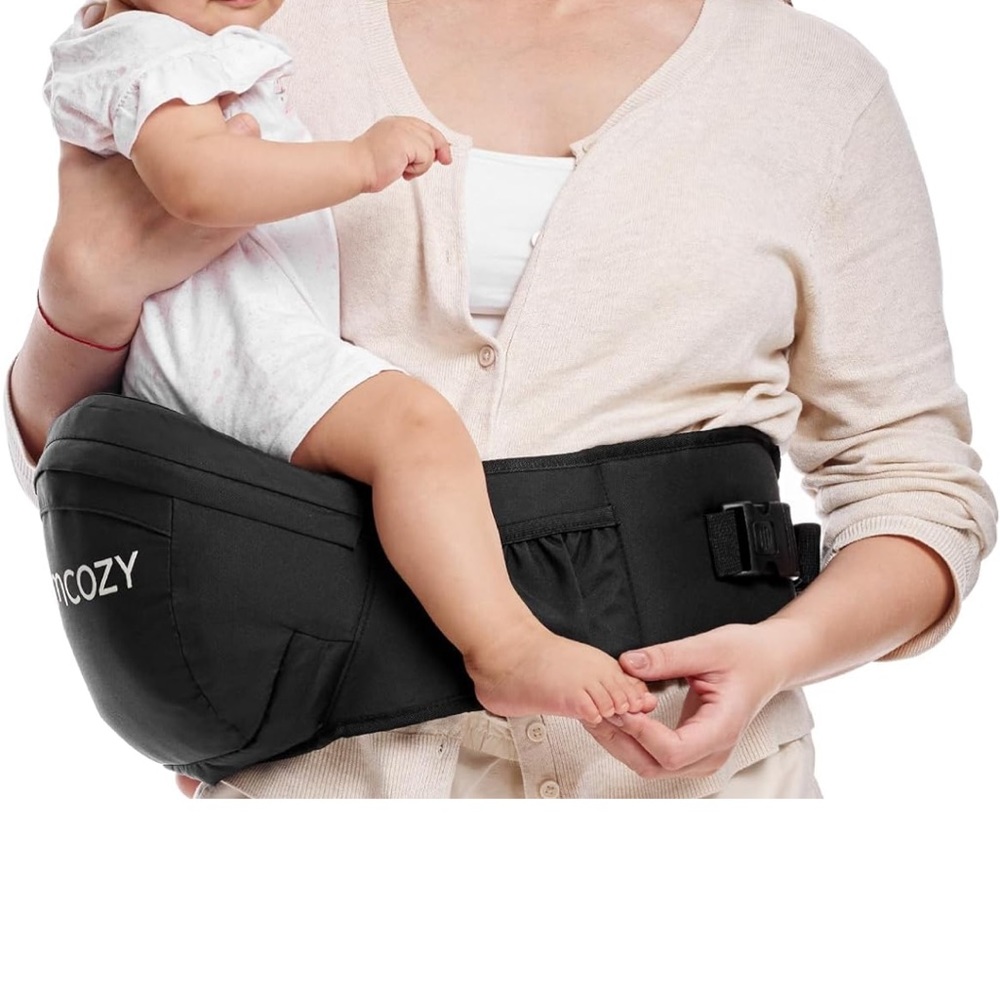 Momcozy black hip seat carrier.